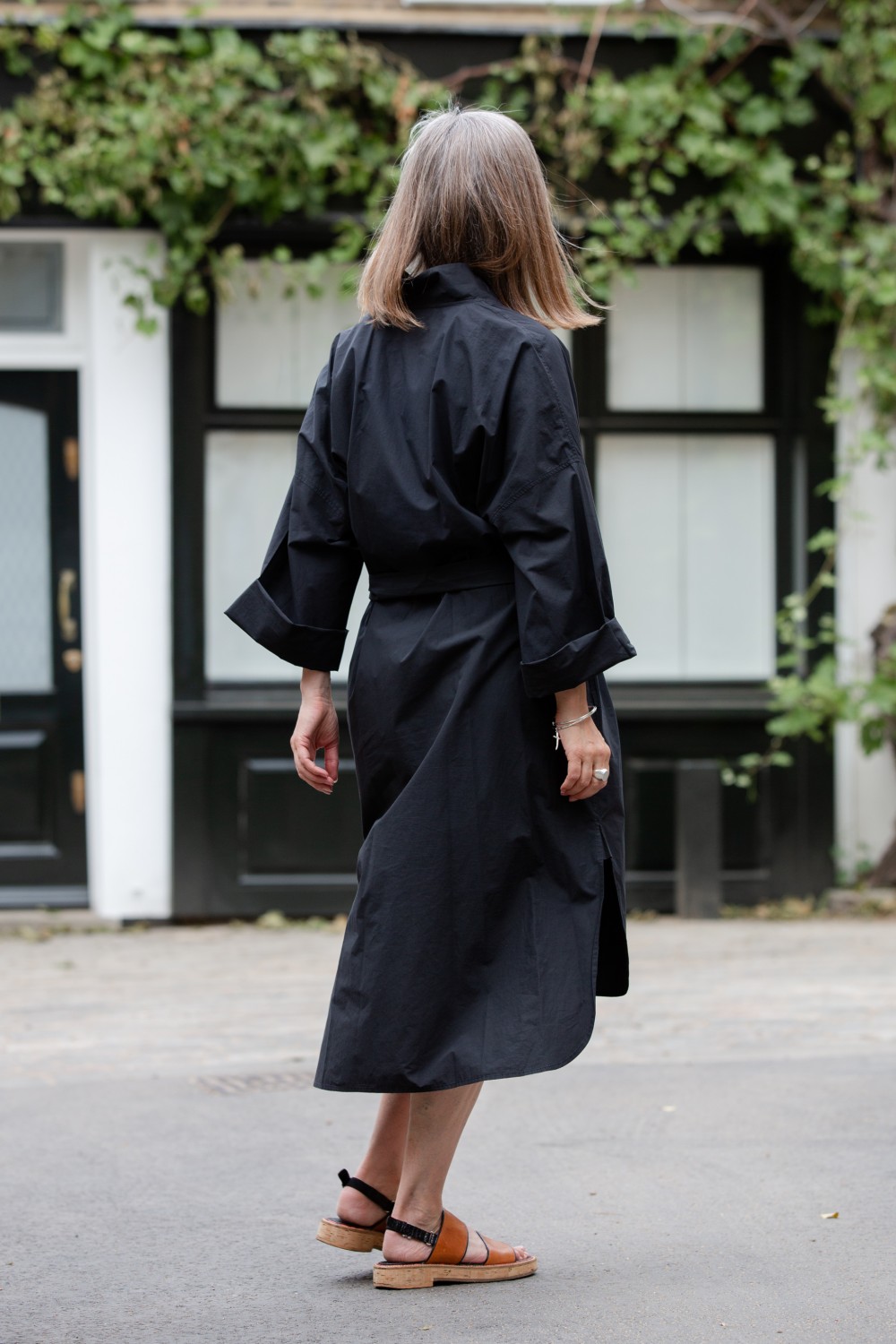 Winser London Maxi Silk Shirt Dress in Black